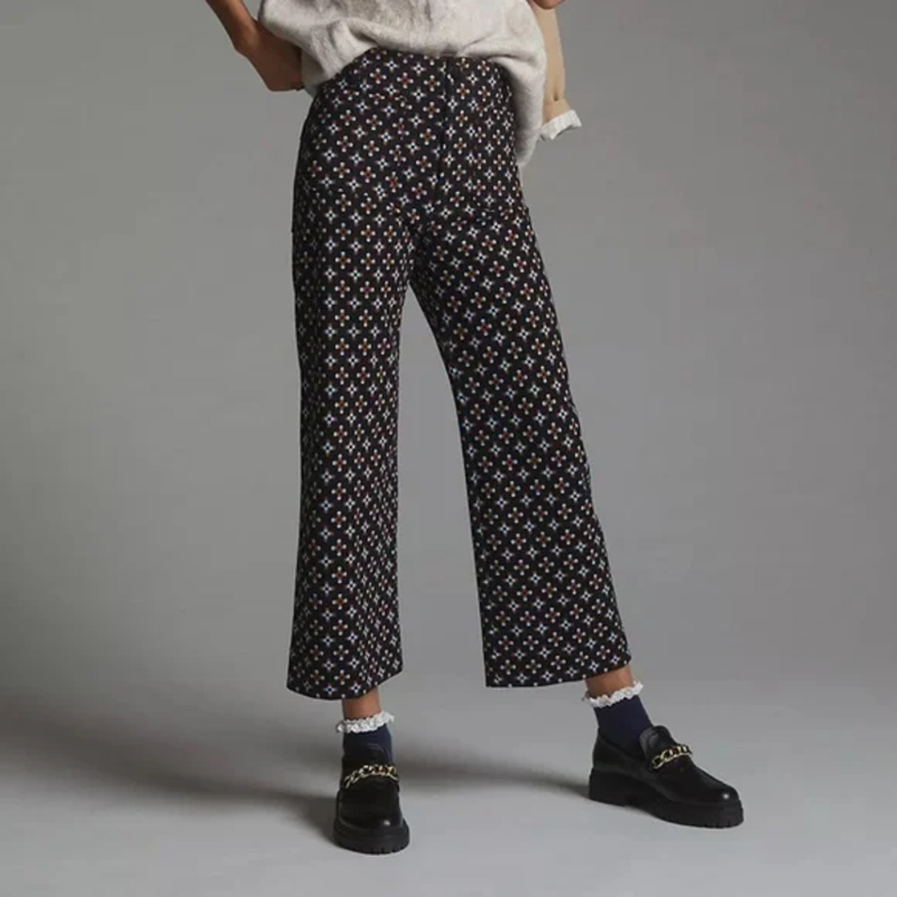 Anthropologie Pants 28 Maeve Collete Wide Leg Ponte Knit High Rise Geometric